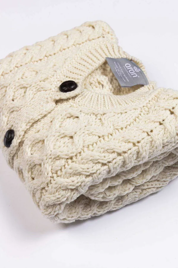 Kids Aran Cardigan In Cream