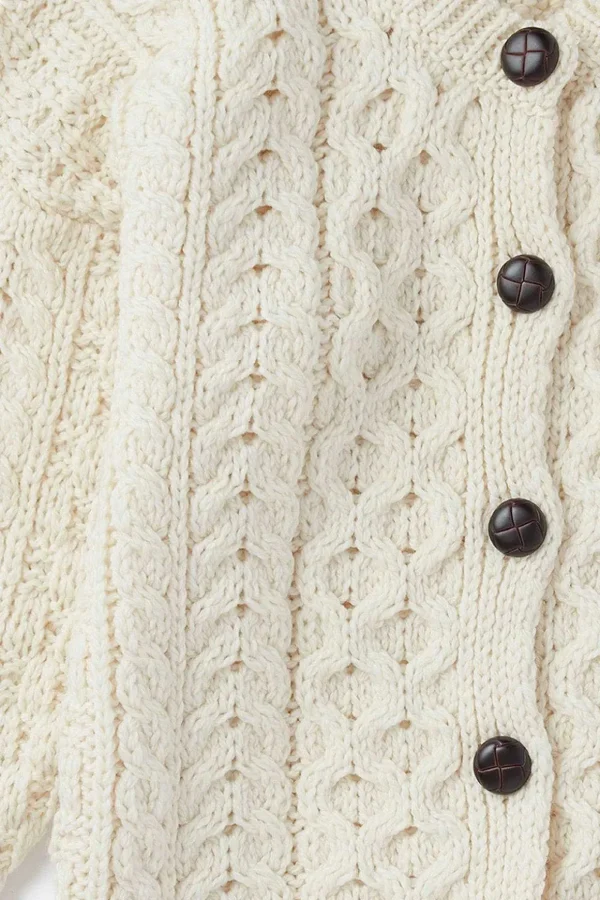 Kids Aran Cardigan In Cream