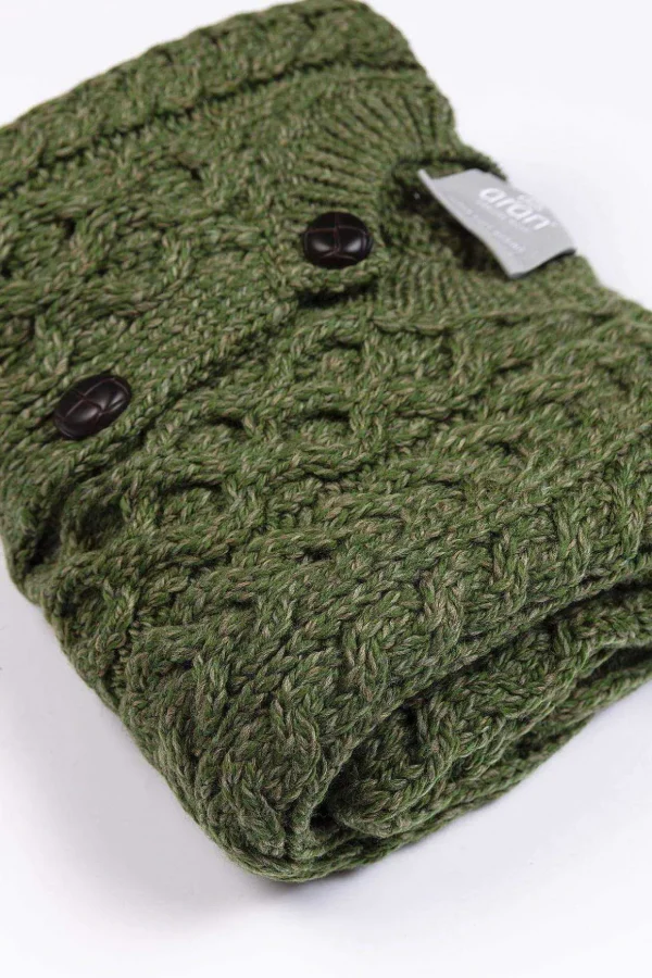 Kids Aran Cardigan In Green