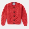 Kids Aran Cardigan In Red