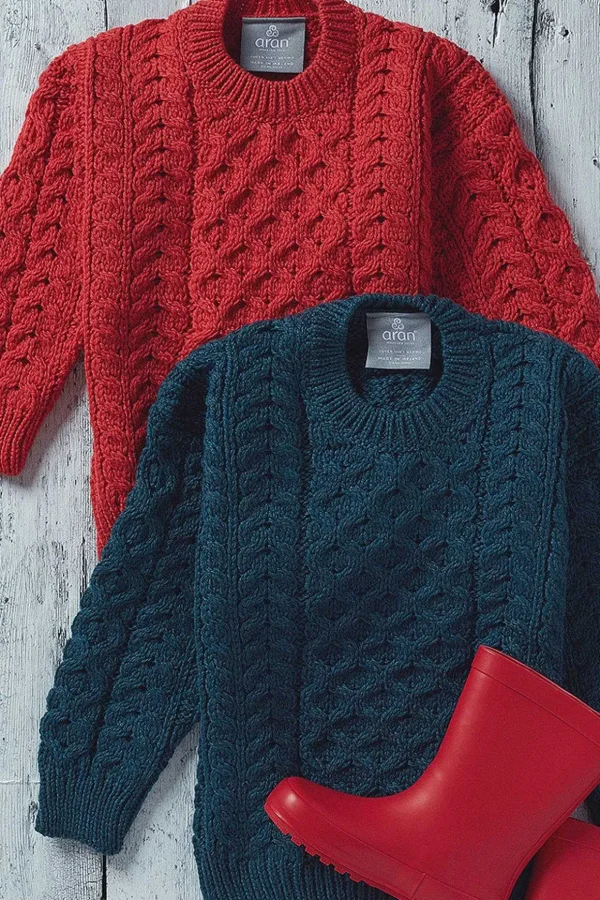 Kids Aran Jumper In Blue
