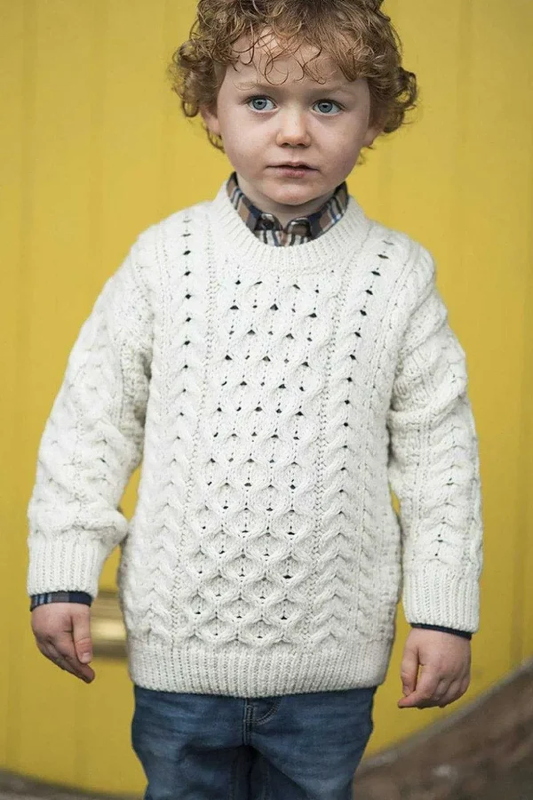 Kids Aran Jumper In Cream