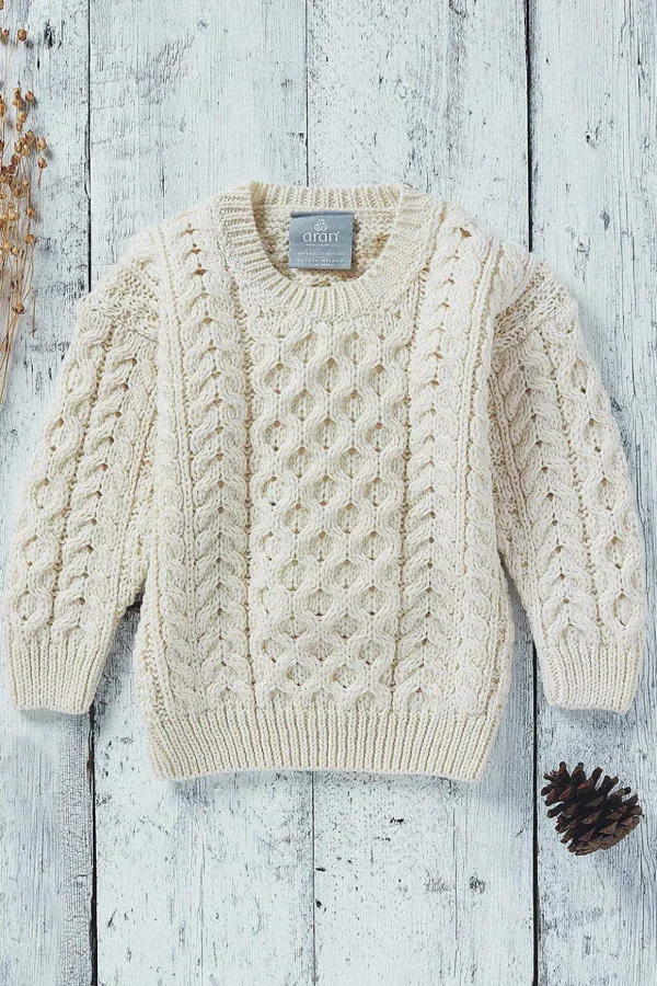 Kids Aran Jumper In Cream