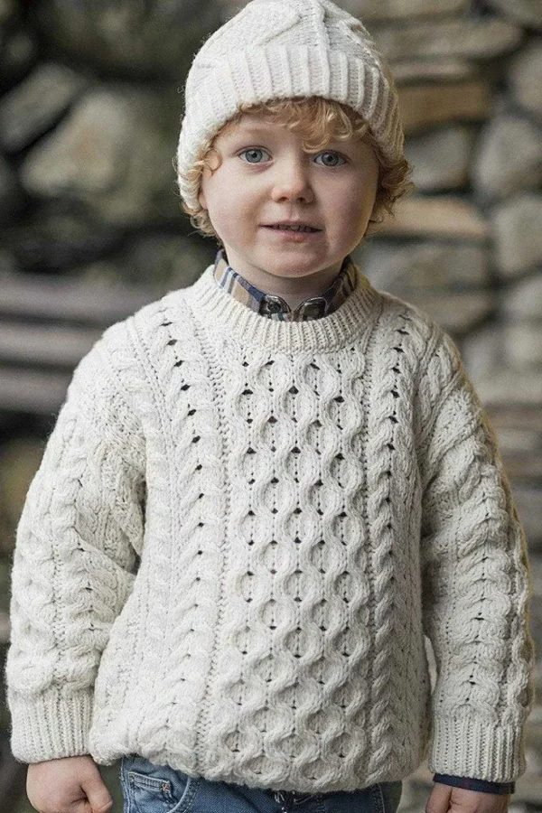 Kids Aran Jumper In Cream