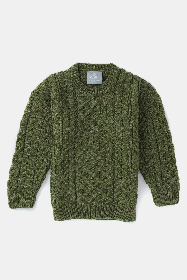 Kids Aran Jumper In Green