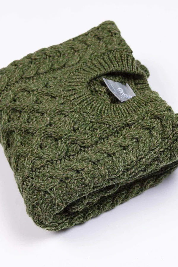 Kids Aran Jumper In Green
