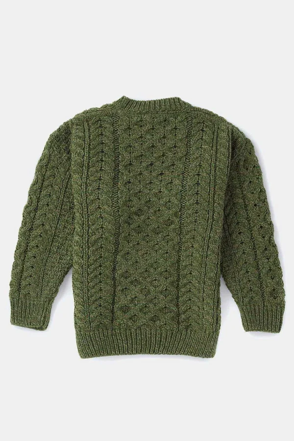 Kids Aran Jumper In Green