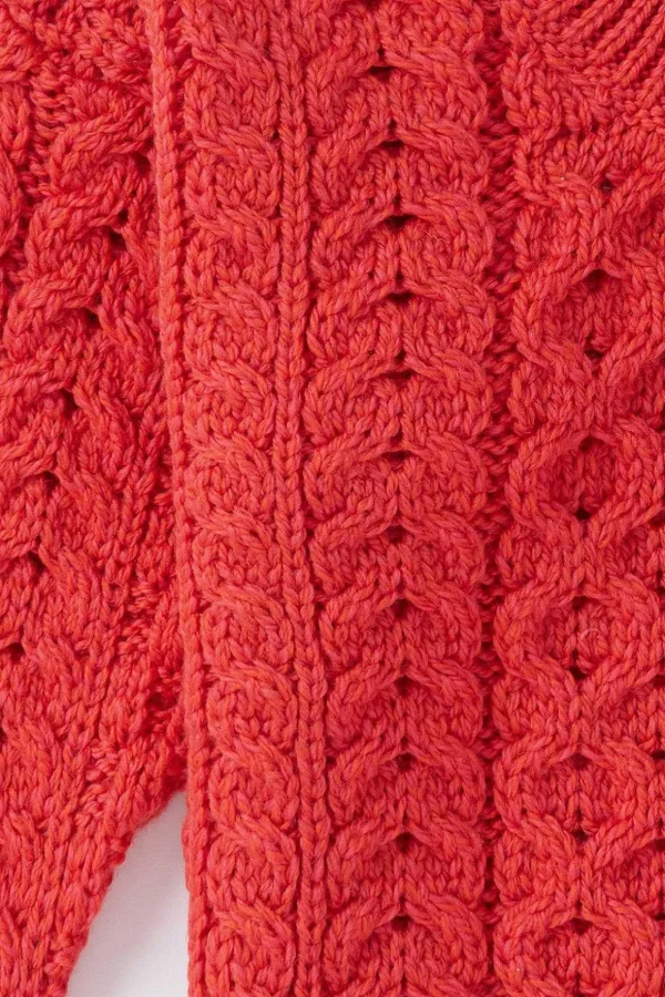Kids Aran Jumper In Red