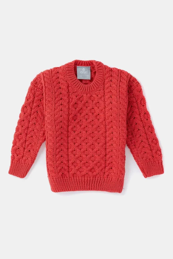 Kids Aran Jumper In Red