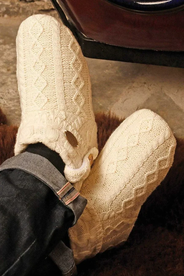 Kids Cable Knit Boot Slippers