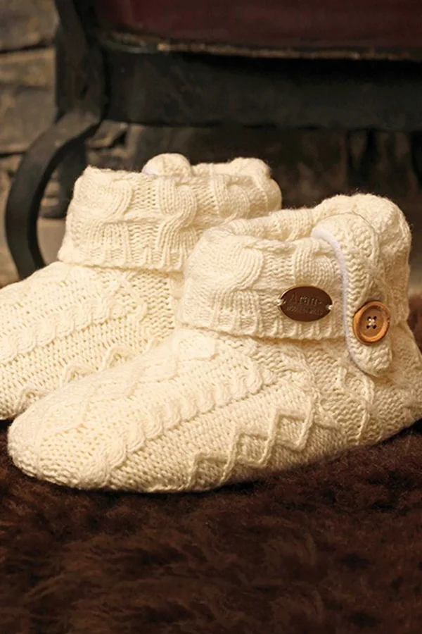 Kids Cable Knit Boot Slippers