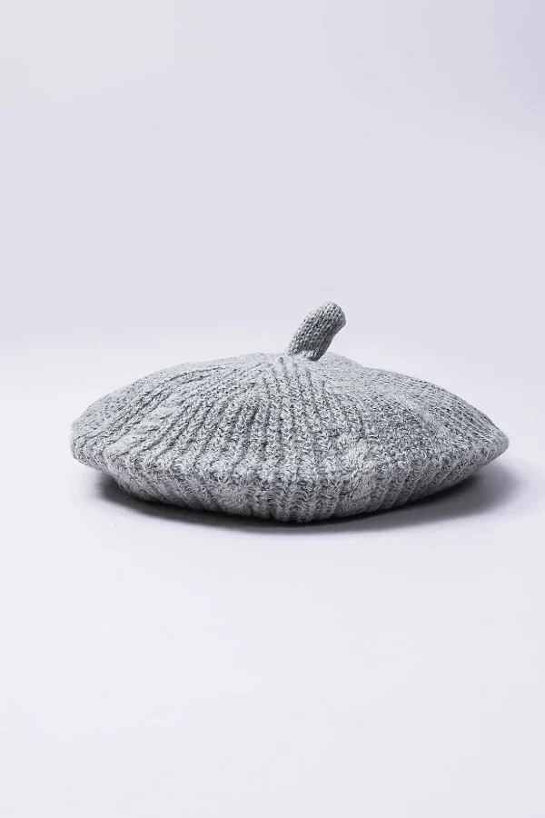 Knitted Beret In Grey