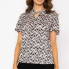 Knot Neck Top In Beige Print