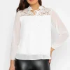 Lace Insert Blouse In Ecru