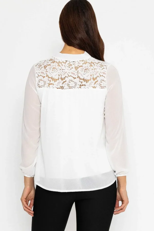 Lace Insert Blouse In Ecru