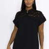 Lace Insert Shirt In Black