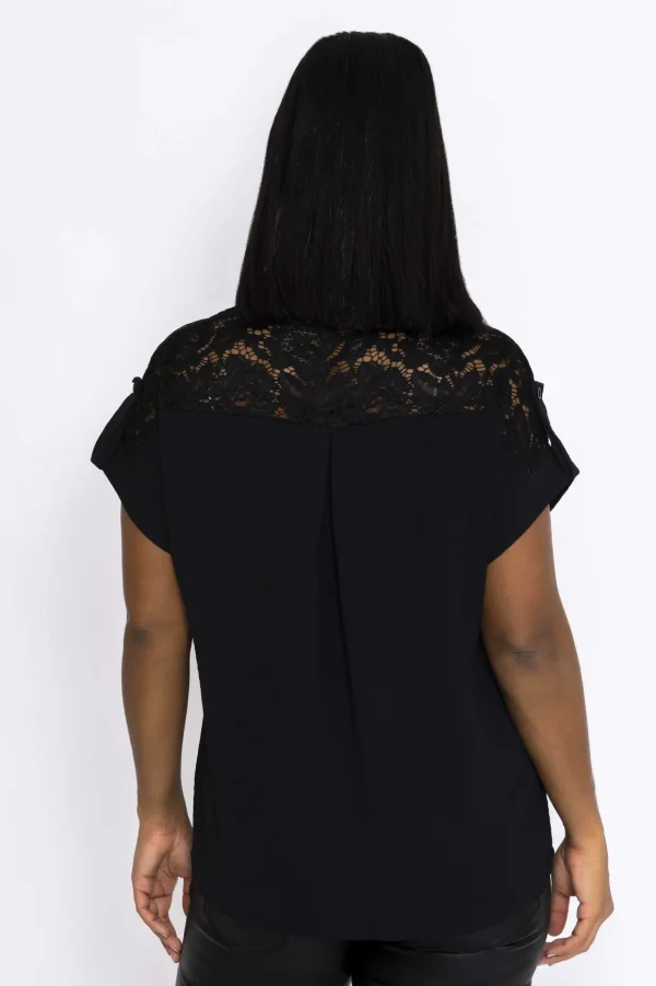 Lace Insert Shirt In Black