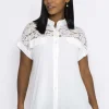 Lace Insert Shirt In Ecru