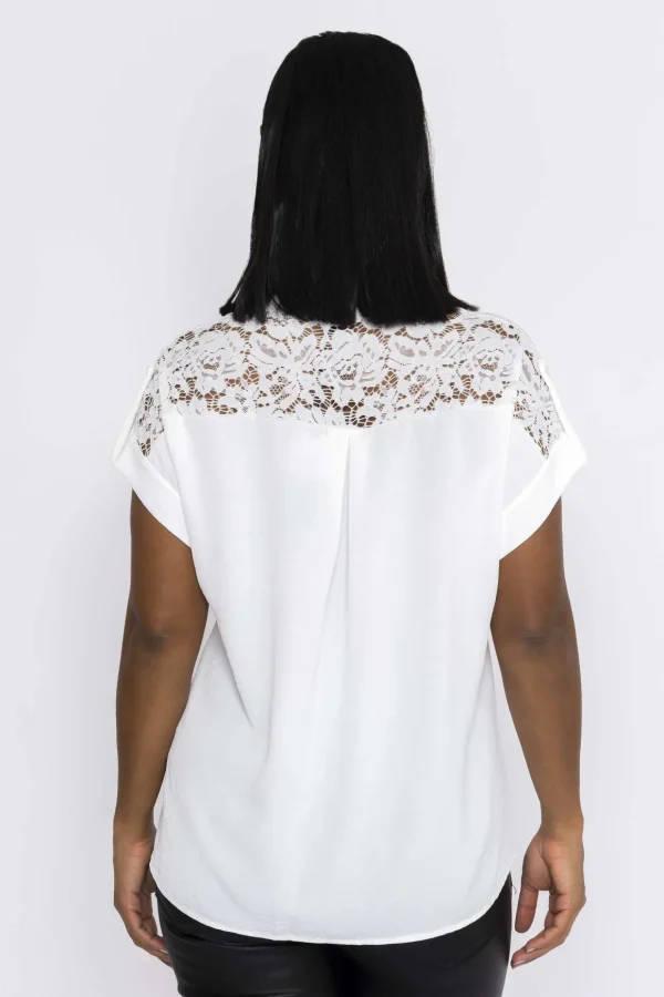 Lace Insert Shirt In Ecru