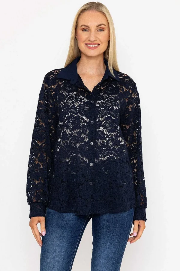 Lace Shirt In Navy