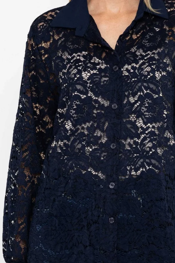 Lace Shirt In Navy