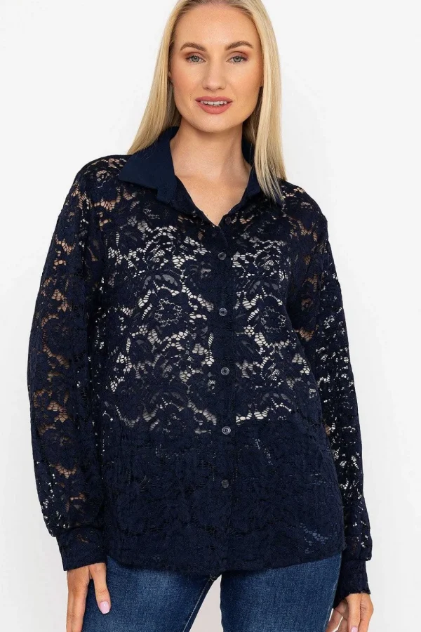 Lace Shirt In Navy