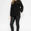 Lace Sleeve Blouse In Black