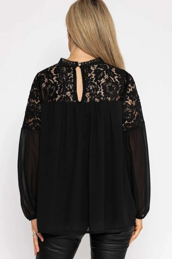 Lace Sleeve Blouse In Black