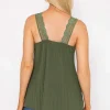 Lace Trim Pleated Cami In Khaki