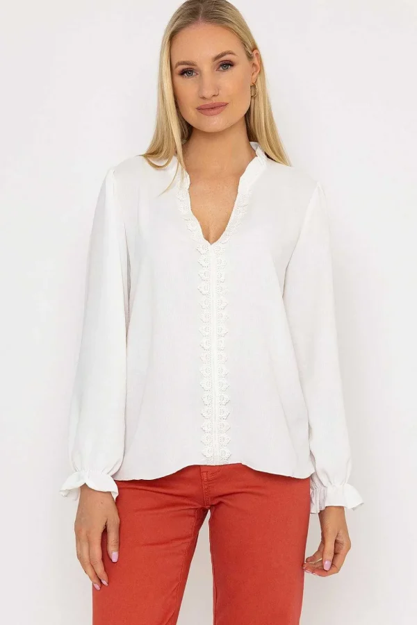 Lace Trim Top In Ecru