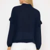 Lace Up Blouse In Navy