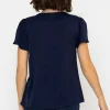 Lace V-Neck Top In Navy