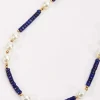 Lapis And Pearl Beaded Necklace