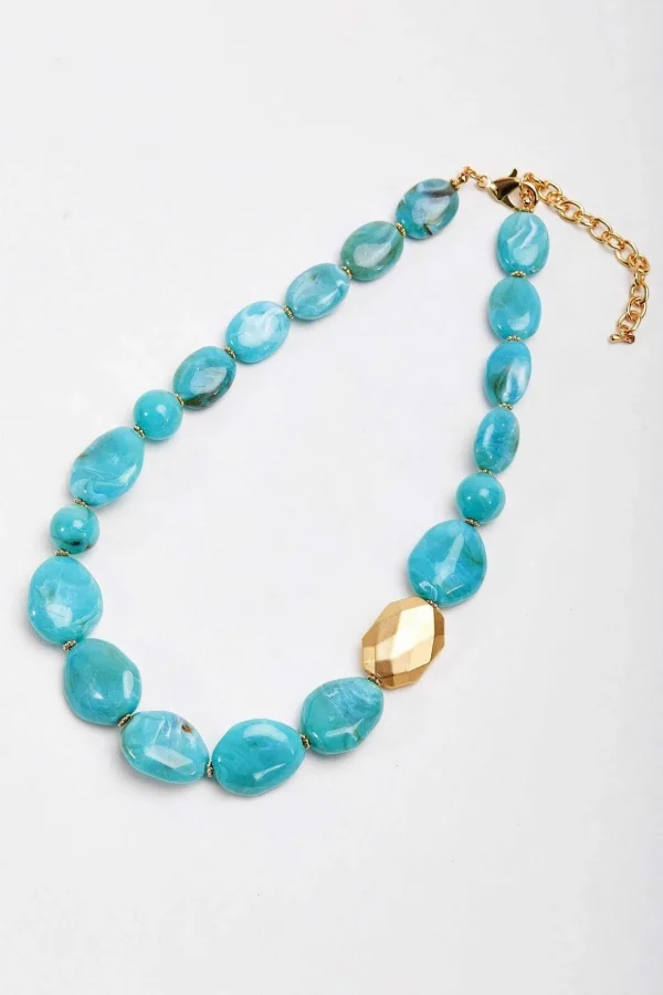 Large Beaded Blue Necklace