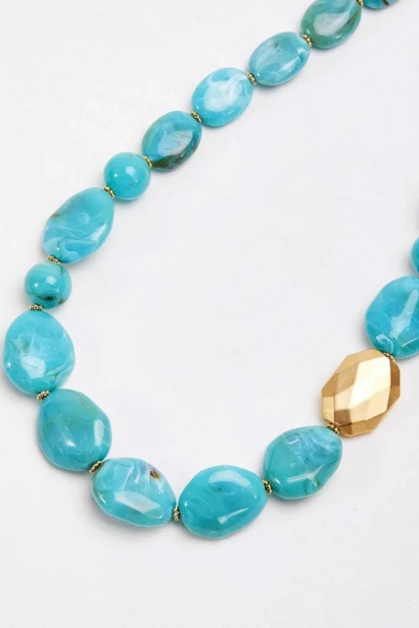 Large Beaded Blue Necklace