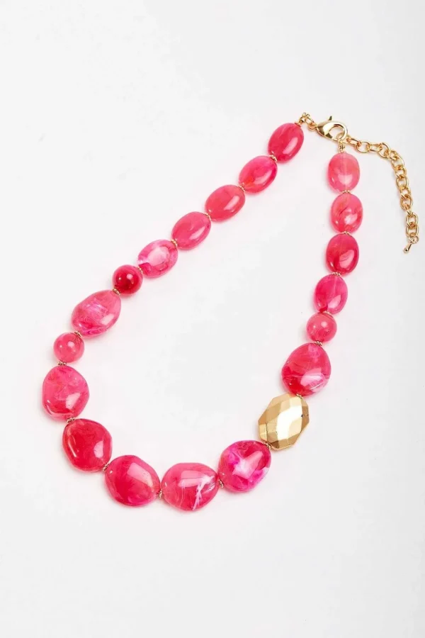 Large Beaded Fuchsia Pink Necklace