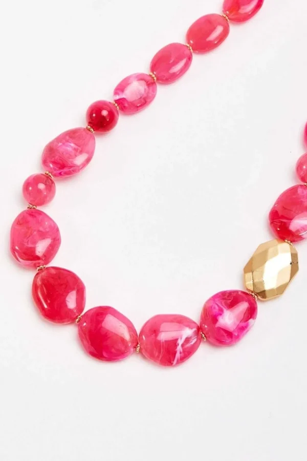 Large Beaded Fuchsia Pink Necklace