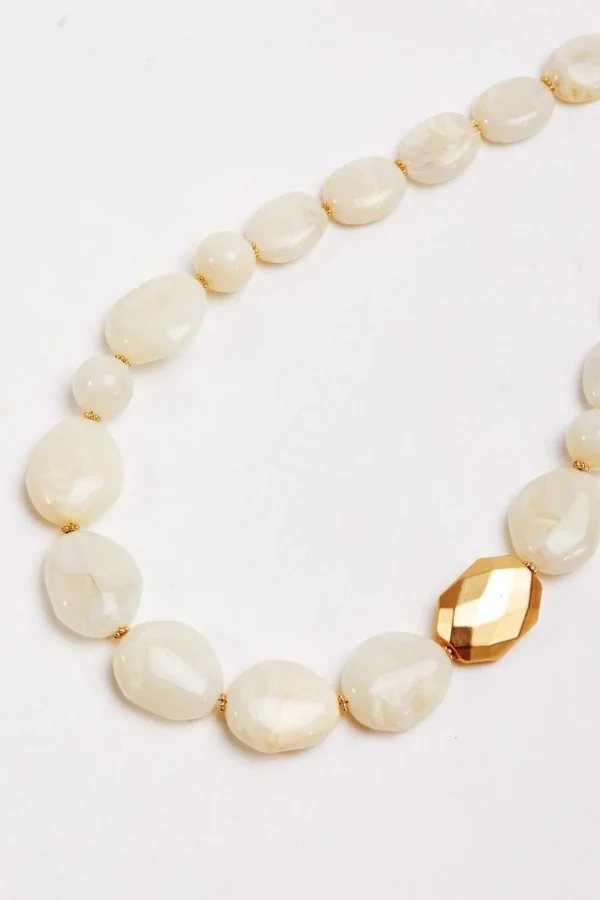 Large Beaded White Necklace