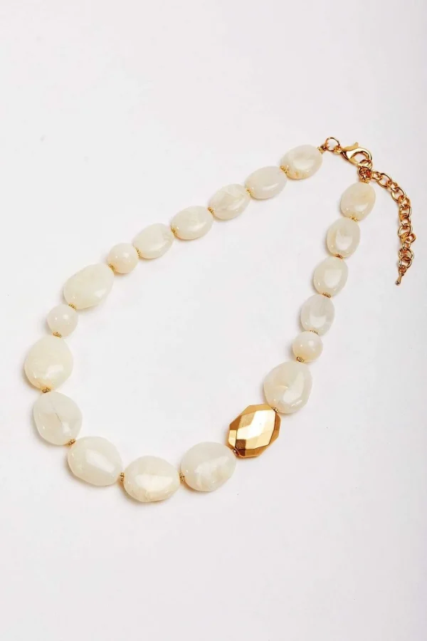 Large Beaded White Necklace