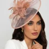 Large Blush Fascinator With Feather