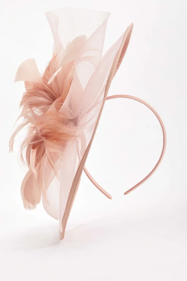 Large Blush Fascinator With Feather