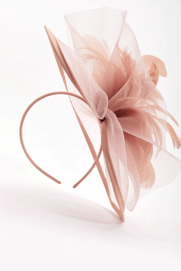 Large Blush Fascinator With Feather