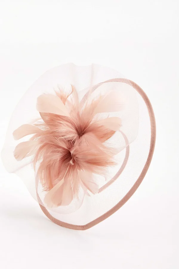 Large Blush Fascinator With Feather