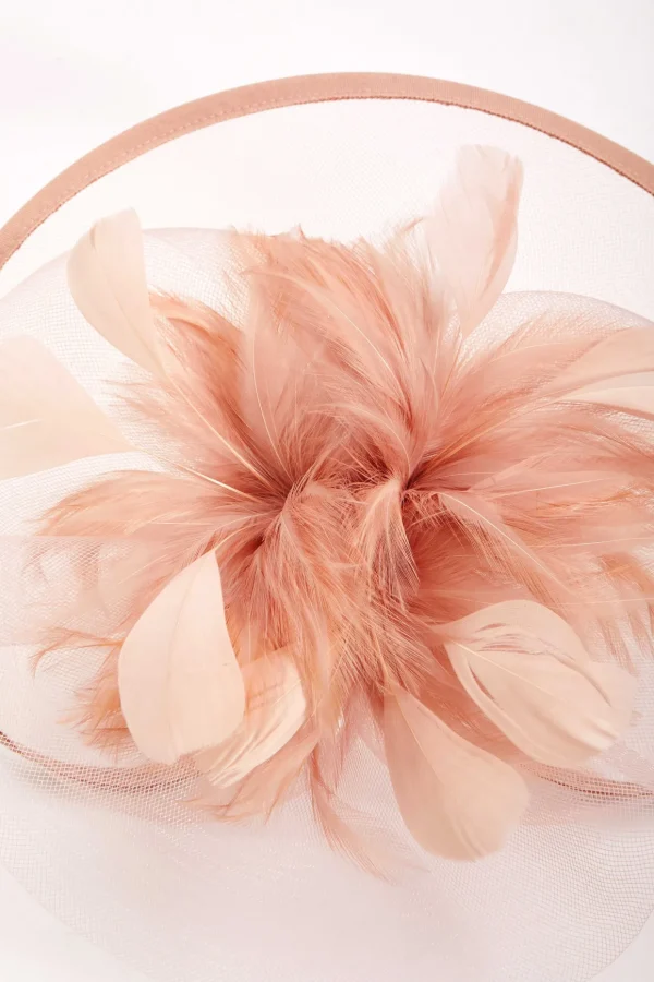 Large Blush Fascinator With Feather