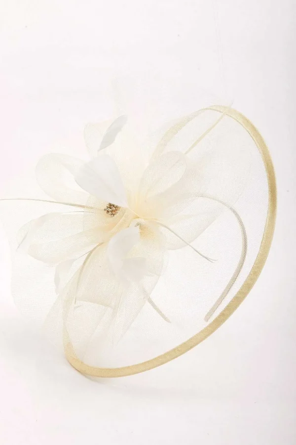 Large Cream Fascinator With Floral Bow