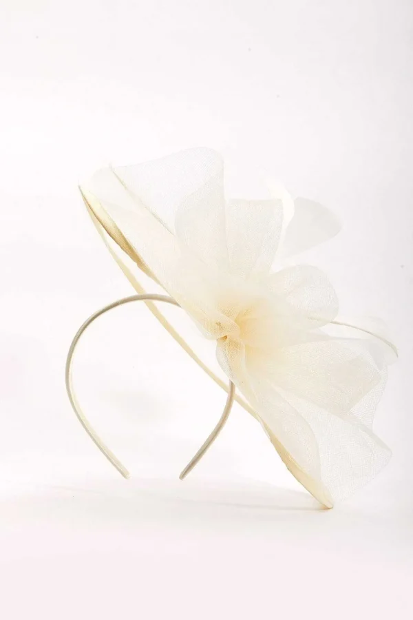 Large Cream Fascinator With Floral Bow