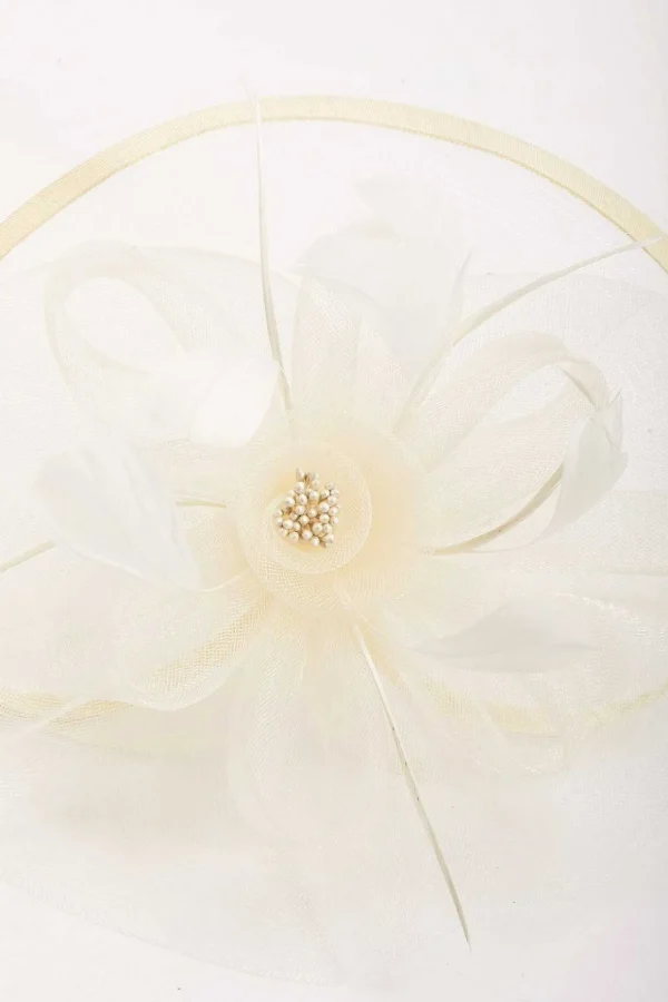 Large Cream Fascinator With Floral Bow