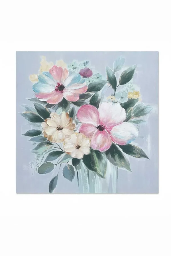 Large Floral Textured Canvas Wall Art