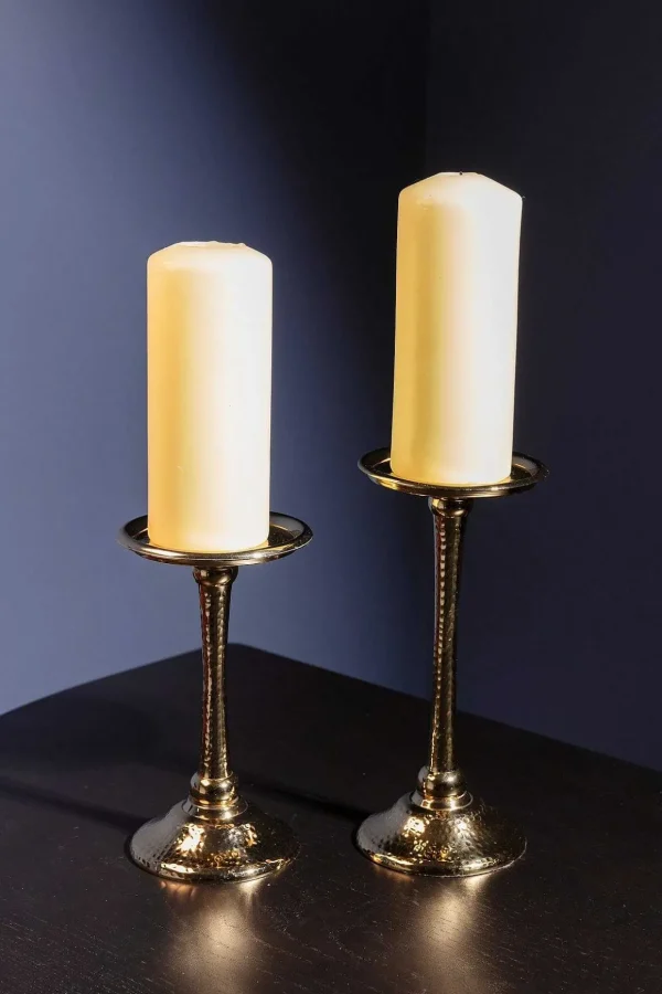 Large Gold Pillar Candle Holder