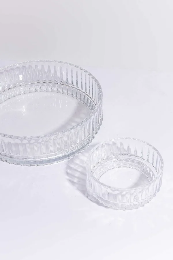 Large Vertical Cut Glass Bowl